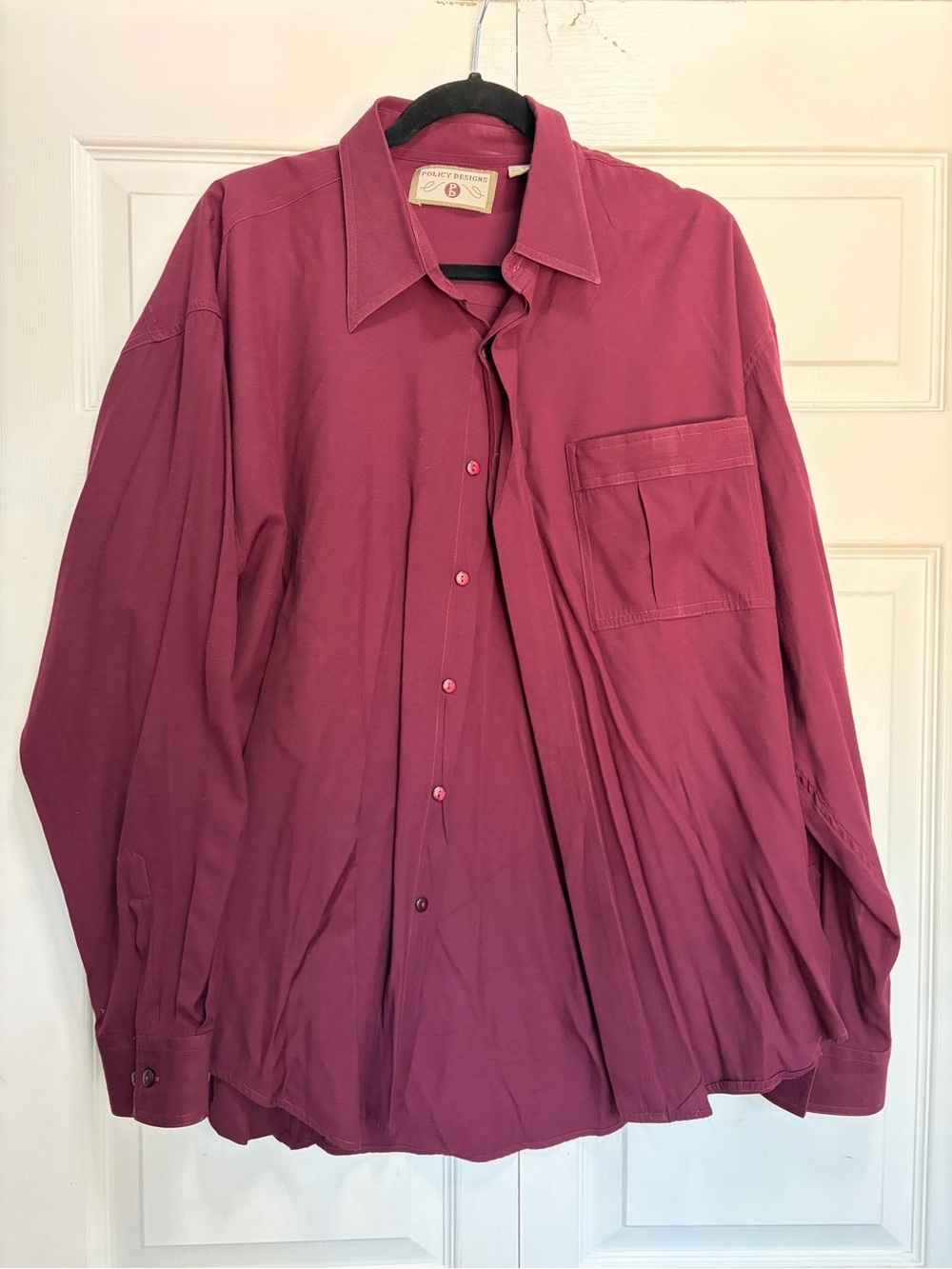 Men's Casual Button-Down Shirt - Burgundy